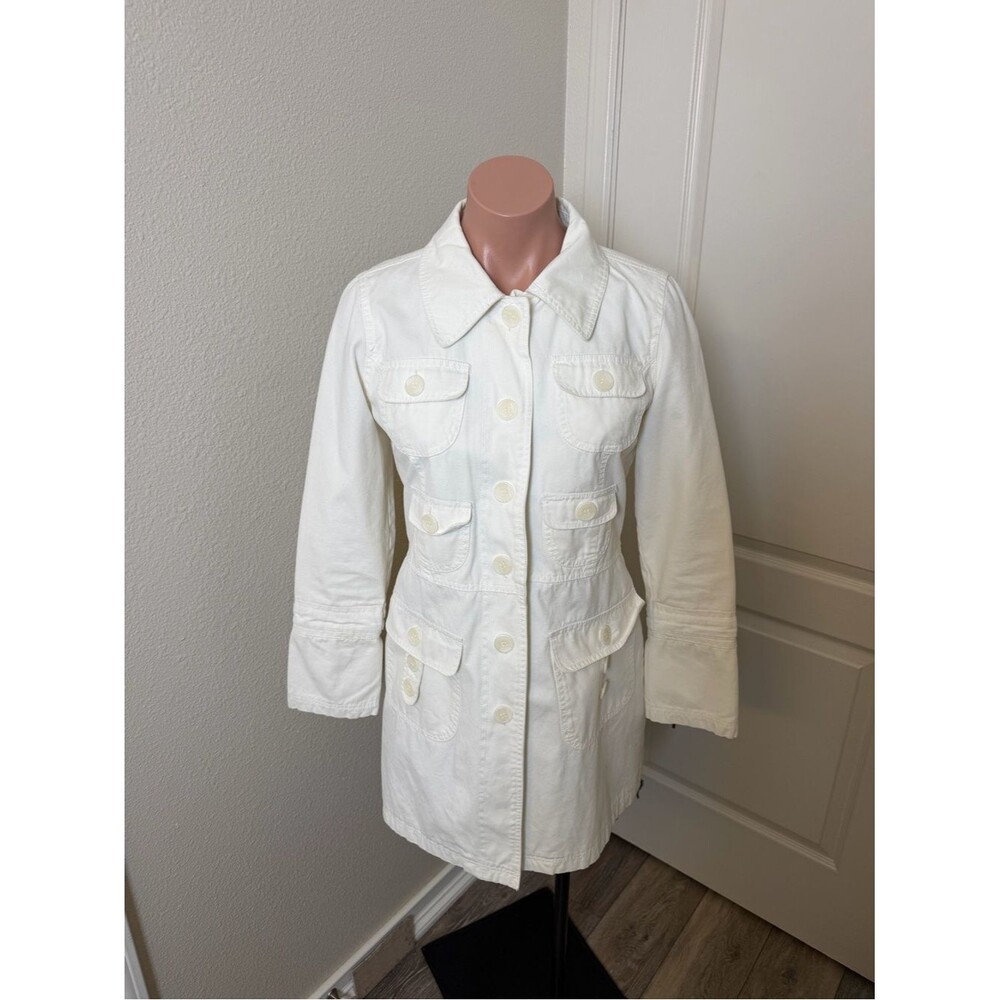 Tulle White Women's Button-Front Utility Coat Sz M